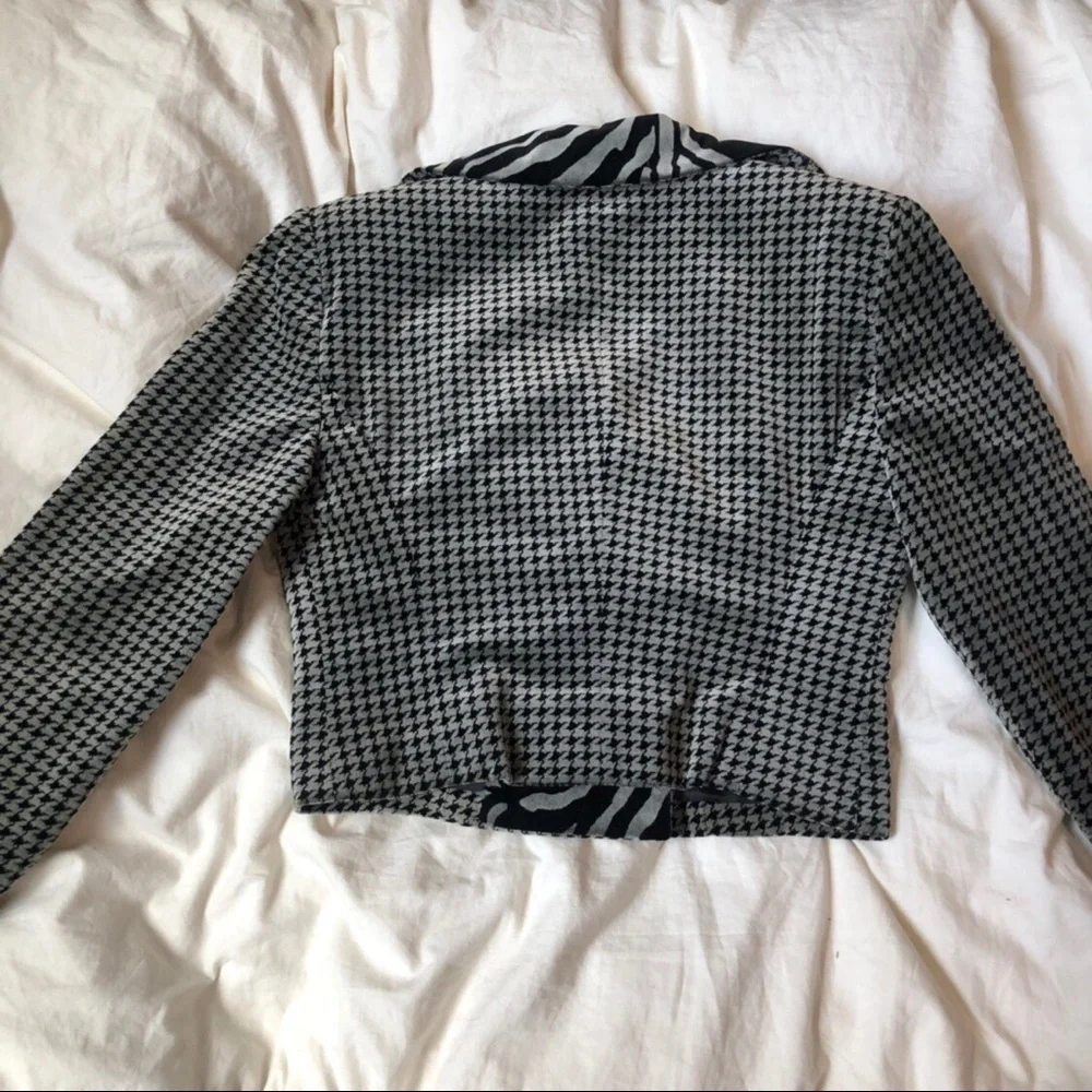 Vtg Dior Black and White Houndstooth Blazer